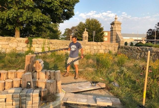 Jeff helps with the paver edging